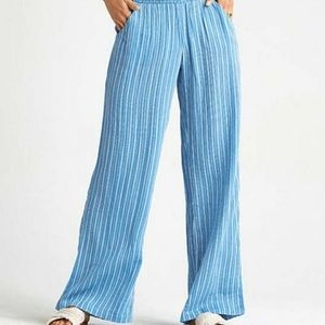 Blue Spice smocked pin stripe pants